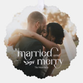 Verheiratete und fröhliche Weihnachtskarte Ornament Karte (Vorderseite)