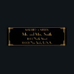 Verheiratete und fröhliche WeihnachtsRücksendeadre<br><div class="desc">Schwarz-orange Art Deco Stil Great Gatsby Verheiratet und frohe Weihnachtslieder Rücksendeadressen-Aufkleber mit veränderlichem Text</div>