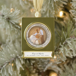 Verheiratete und helle Glitzern Foto Banner-Ornament Gold