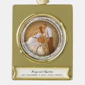Verheiratete und helle Glitzern Foto Banner-Ornament Gold (Vorderseite)
