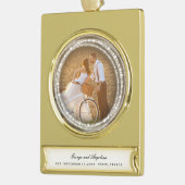 Verheiratete und helle Glitzern Foto Banner-Ornament Gold (Links)