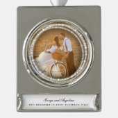 Verheiratete und helle Glitzern Foto Banner-Ornament Silber (Vorderseite)