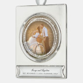 Verheiratete und helle Glitzern Foto Banner-Ornament Silber (Links)