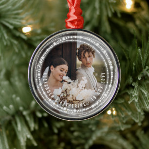 Verheiratete und helle Glitzern Foto Ornament Aus Metall