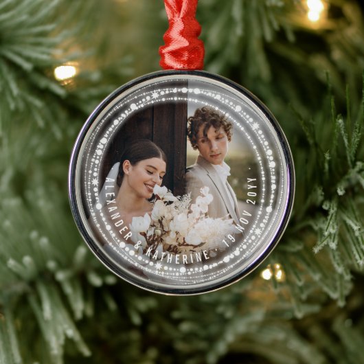 Verheiratete und helle Glitzern Foto Ornament Aus Metall (Baum)