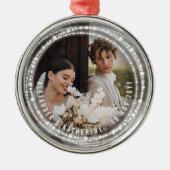 Verheiratete und helle Glitzern Foto Ornament Aus Metall (Vorne)
