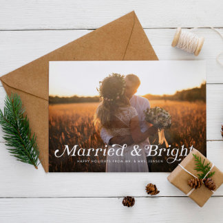 Verheiratete und helle Hochzeitkarte Feiertagskarte