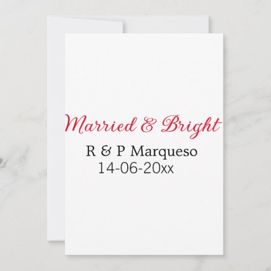 Verheiratete und helle Paarnamen Hochzeitsdatum hi Einladung (Vorderseite)