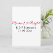 Verheiratete und helle Paarnamen Hochzeitsdatum hi Einladung (Stehend Vorderseite)