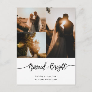 Verheiratete und helle Script Couple Foto Holiday Postkarte