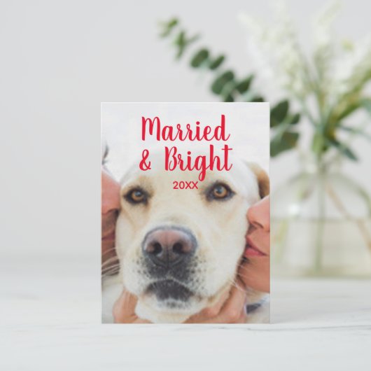 Verheiratete und hellrote benutzerdefinierte Foto  Postkarte (Stehend Vorderseite)