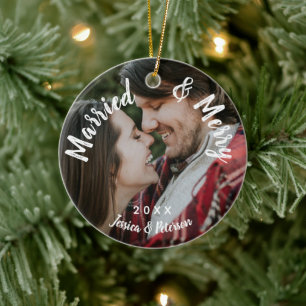 Verheiratete und Merry Custom Couple Name Jahr 2 F Keramik Ornament