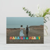 Verheiratete und Merry Retro 60er Hippie Weihnacht Einladung (Stehend Vorderseite)