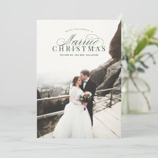 Verheiratete Weihnachten Neu verheiratete Fotokart (Stehend Vorderseite)