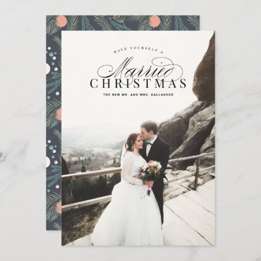 Verheiratete Weihnachten Neuvermählte Fotokarte Ro (Vorne/Hinten)