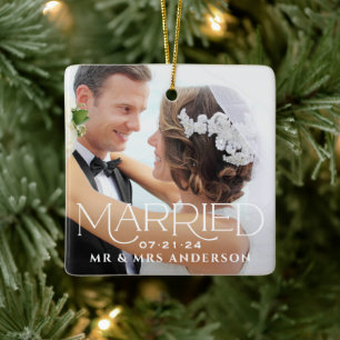 Verheiratete Weihnachts Custom Wedding Foto Monogr Keramikornament