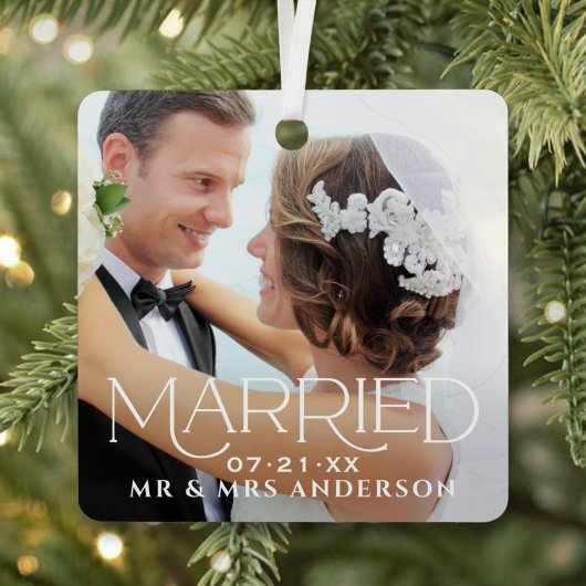 Verheiratete Weihnachts Custom Wedding Foto Monogr Ornament Aus Metall
