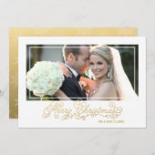 Verheiratete Weihnachts-Gold-Script-Weihnachtsfoto Feiertagskarte (Vorne/Hinten)