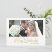 Verheiratete Weihnachts-Gold-Script-Weihnachtsfoto Feiertagskarte (Stehend Vorderseite)
