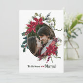 Verheiratete Weihnachts-Poinsettia-Foto Hochzeit Einladung (Stehend Vorderseite)