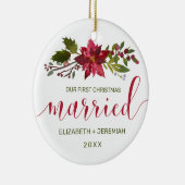 Verheiratete Weihnachtsfarbe Poinsettia Keramik Ornament (Rechts)