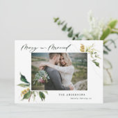 Verheiratete Weihnachtsfeiertage mit Blumenbemalun Feiertagskarte (Stehend Vorderseite)