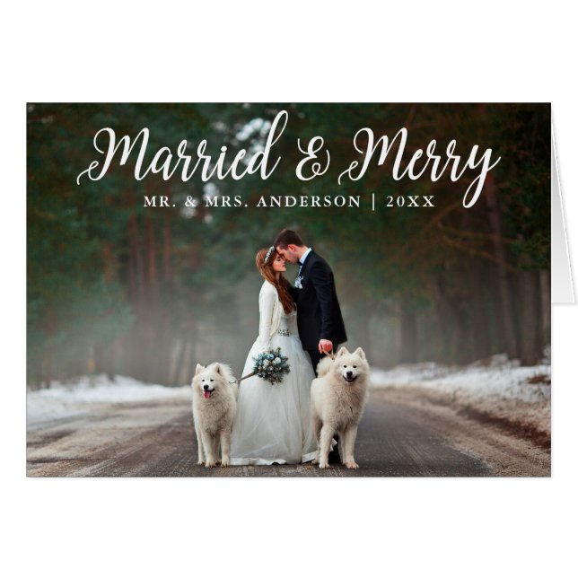 Verheiratete Weihnachtskarte & Merry Wedding Foto  (Vorderseite (Horizontal))