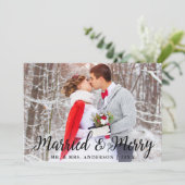 Verheiratete Weihnachtskarte & Merry Wedding Foto Einladung (Stehend Vorderseite)