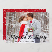 Verheiratete Weihnachtskarte & Merry Wedding Foto  Einladung (Vorne/Hinten)