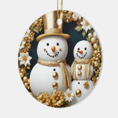 Verheirateter 3D-Effekt im ersten Jahr von Snowman Keramik Ornament (Links)