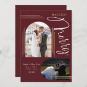 Verheirateter Foto-Bogenrahmen Feiertagskarte (Vorne/Hinten)