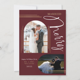 Verheirateter Foto-Bogenrahmen Feiertagskarte