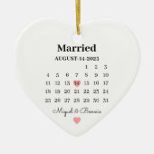 Verheirateter Kalender Personalisierter Hochzeitst Keramik Ornament (Vorne)