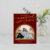 Verheirateter kleiner Weihnachtsfoil Postcard Folien Feiertagspostkarte (Stehend vorne)