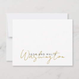 Verheirateter Name Hochzeit Monogram Gold Script a Mitteilungskarte