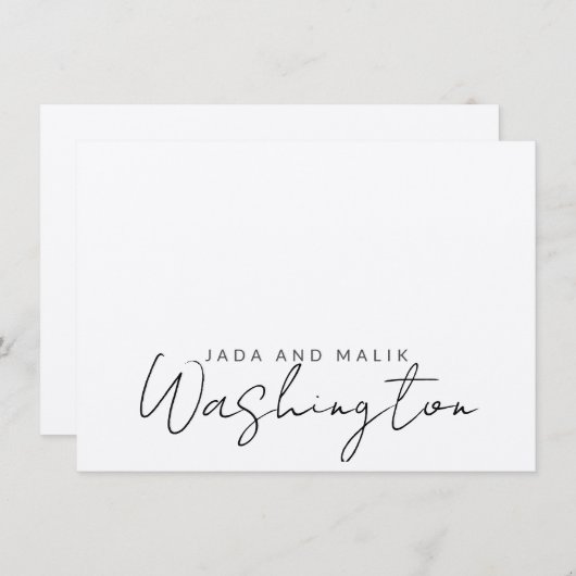 Verheirateter Name Hochzeitschrift Mitteilungskarte (Vorne/Hinten)