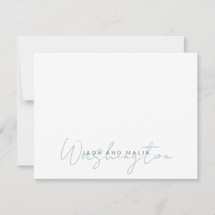 Verheirateter Name Wedding Monogram Blue White Mitteilungskarte