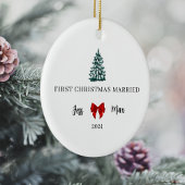 Verheirateter Red Bow Coquette Keepake Keramik Ornament