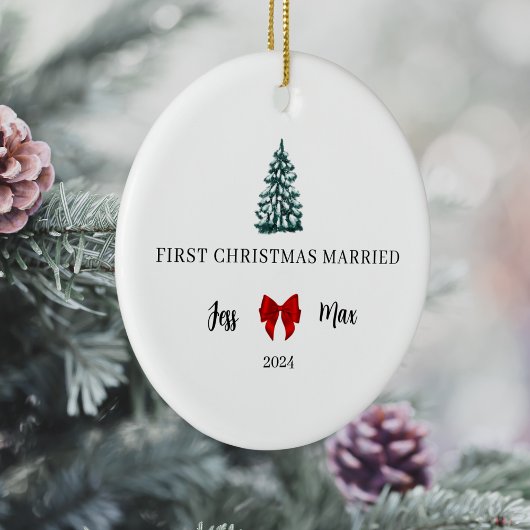 Verheirateter Red Bow Coquette Keepake Keramik Ornament