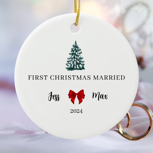 Verheirateter Red Bow Coquette Keepake Keramik Ornament