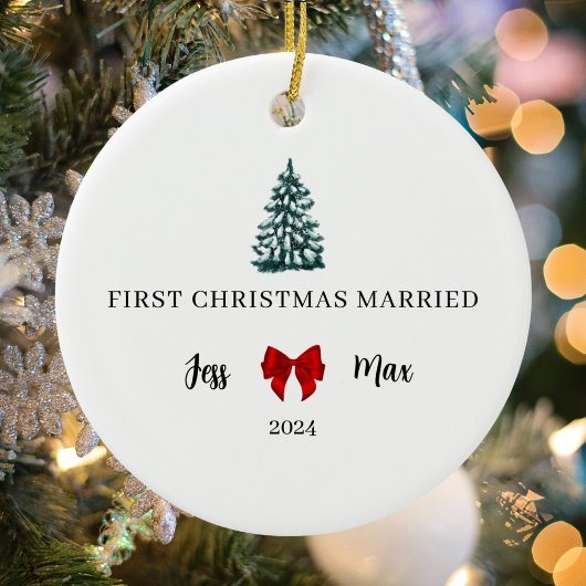 Verheirateter Red Bow Coquette Keepake Keramik Ornament