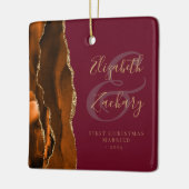 Verheirateter Rust Agate Burgundi Gold Keramikornament (Links)