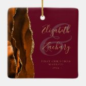 Verheirateter Rust Agate Burgundi Gold Keramikornament (Rückseite)