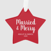 Verheirateter und fröhlicher Urlaubserlebnis Roter Ornament (Rückseite)