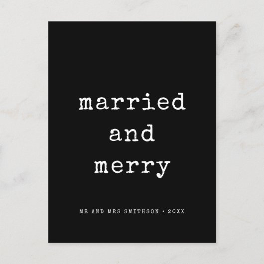 Verheirateter und minimalistischer Schriftart für Postkarte (Vorderseite)