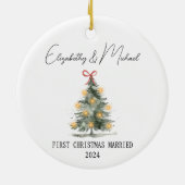 Verheirateter Weihnachtsbaum Keramik Ornament (Hinten)