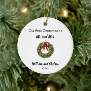 Verheirateter Weihnachtskranz Keramik Ornament