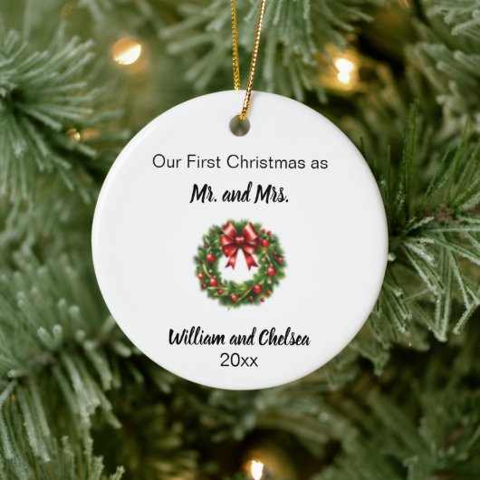Verheirateter Weihnachtskranz Keramik Ornament (Baum)