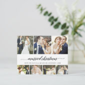 Verheirateter Weihnachtsskripttag 7FotoCollage Feiertagspostkarte (Stehend Vorderseite)