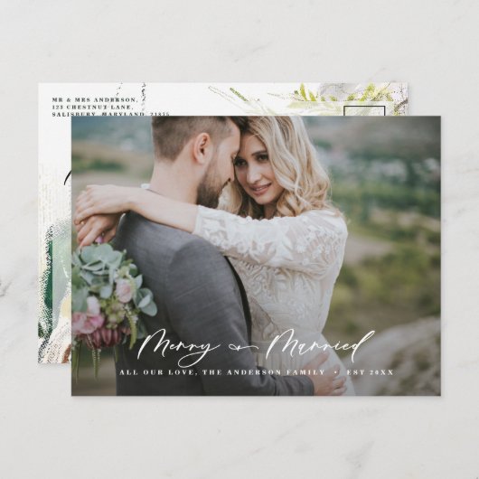 Verheiratetes botanisches Foto Feiertagspostkarte (Vorne/Hinten)